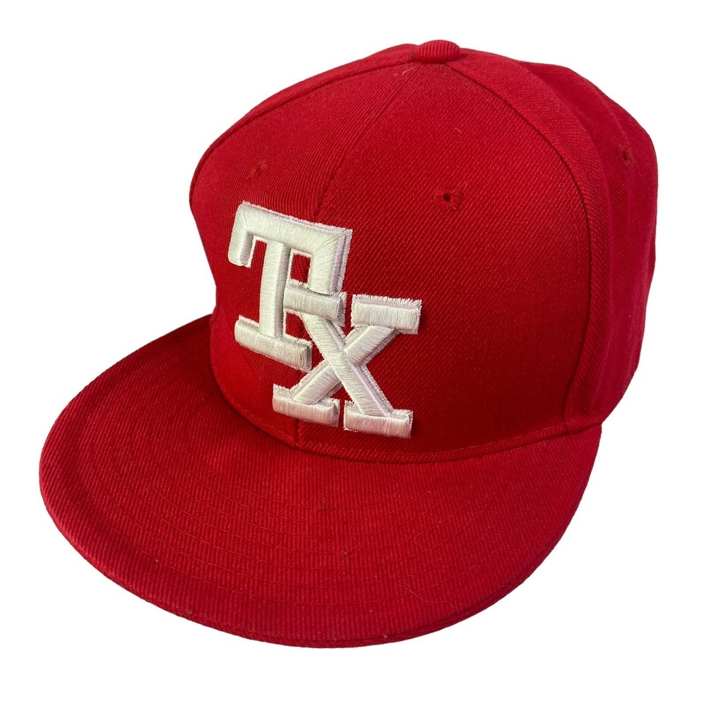 Pit Bull Texas TX Baseball Cap Red White Fitted Flat Bill Embroidered Hat Large
